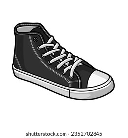 Vector Illustration of High Top Snekars Shoes with White Background