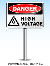 Vector illustration of high voltage sign on sky background