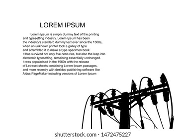 Vector Illustration. High Voltage  Towers Electric Power Transmission. Lines Supplies Electricity to the Text.  Pylon, pole network, icon. Symbols, presentation, and advertisement.  planning Suit.