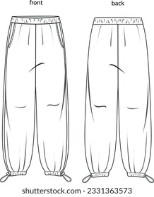 
vector illustration of high waisted sweatpants with hems with stoppers