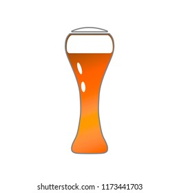 Vector illustration of high weissbeer vase with light beer