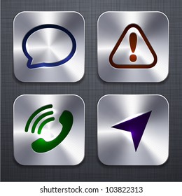 Vector illustration of high-detailed apps icon set over linen texture.