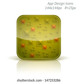 Vector illustration of high-detailed apps icon template. Abstract geometry background.