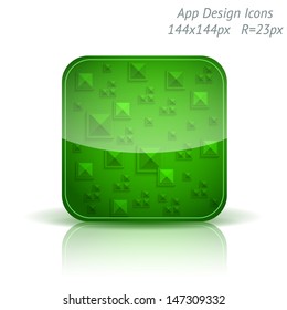 Vector illustration of high-detailed apps icon template. Abstract geometry background.