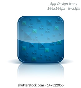 Vector illustration of high-detailed apps icon template. Abstract geometry background.