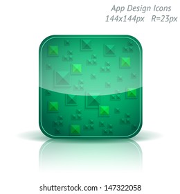 Vector illustration of high-detailed apps icon template. Abstract geometry background.