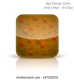 Vector illustration of high-detailed apps icon template. Abstract geometry background.