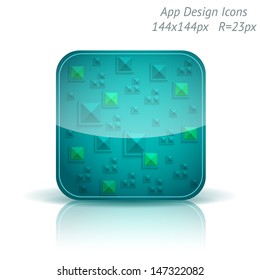 Vector illustration of high-detailed apps icon template. Abstract geometry background.