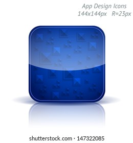 Vector illustration of high-detailed apps icon template. Abstract geometry background.