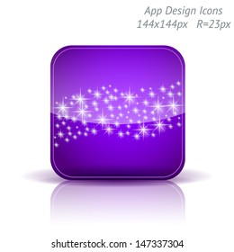 Vector illustration of high-detailed apps icon template. Starry background. Can be used for applications, card designs, wedding invitations, flyers, adverts, leaflets, graphic user interfaces, xmas