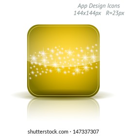 Vector illustration of high-detailed apps icon template. Starry background. Can be used for applications, card designs, wedding invitations, flyers, adverts, leaflets, graphic user interfaces, xmas