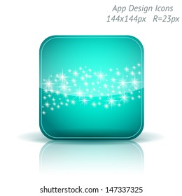 Vector illustration of high-detailed apps icon template. Starry background. Can be used for applications, card designs, wedding invitations, flyers, adverts, leaflets, graphic user interfaces, xmas