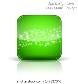 Vector illustration of high-detailed apps icon template. Starry background. Can be used for applications, card designs, wedding invitations, flyers, adverts, leaflets, graphic user interfaces, xmas