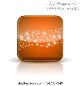 Vector illustration of high-detailed apps icon template. Starry background. Can be used for applications, card designs, wedding invitations, flyers, adverts, leaflets, graphic user interfaces, xmas