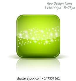 Vector illustration of high-detailed apps icon template. Starry background. Can be used for applications, card designs, wedding invitations, flyers, adverts, leaflets, graphic user interfaces, xmas