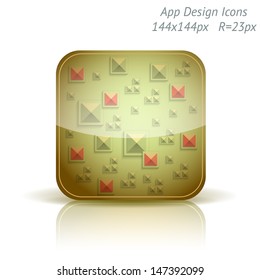 Vector illustration of high-detailed apps icon template. Abstract geometry background.