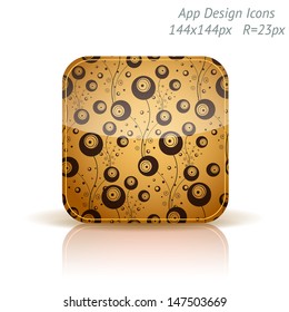 Vector illustration of high-detailed apps icon template. Abstract floral background.