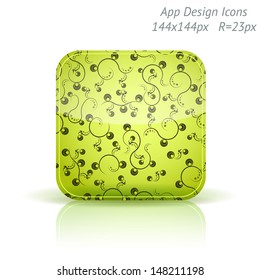 Vector illustration of high-detailed apps icon template. Abstract floral background.