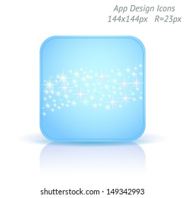 Vector illustration of high-detailed apps icon template. Starry background. Can be used for applications, card designs, wedding invitations, flyers, adverts, leaflets, graphic user interfaces, xmas
