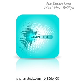 Vector illustration of high-detailed apps icon template. Halftone background. Can be used for applications, card designs, invitations, flyers, adverts, leaflets, graphic user interfaces