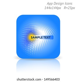 Vector illustration of high-detailed apps icon template. Halftone background. Can be used for applications, card designs, invitations, flyers, adverts, leaflets, graphic user interfaces