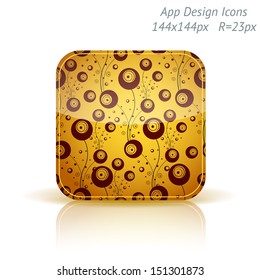 Vector illustration of high-detailed apps icon template. Abstract floral background.
