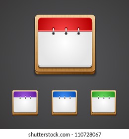 Vector illustration of high-detailed calendar icon in different colors.