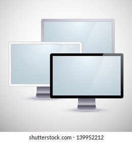 Vektorgrafik hochdetaillierter moderner PC-Monitore. EPS10.