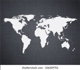 Vector illustration of high-detailed world map over linen texture.