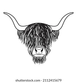 Vector Illustration Of Highland Bull Tattoo