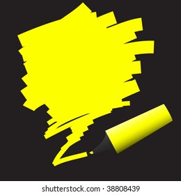 Vector - Illustration of highlighter felt pen with scribble in grunge effect