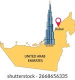 Vector illustration highlighting Dubai
