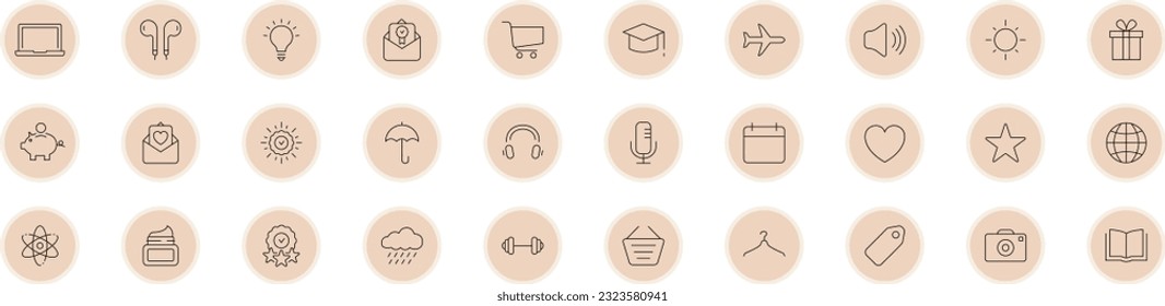 A vector illustration of highlights icons for social media