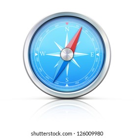 Vector illustration of highly detailed blue compass isolated on a white background.