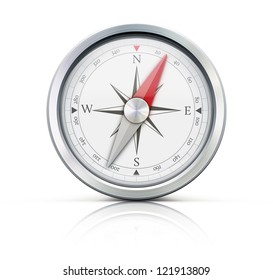 Vector illustration of highly detailed compass isolated on a white background.