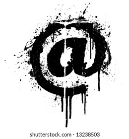 Vector illustration of a highly detailed grunge splatter mail concept design element. Aged effect.