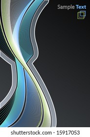 Vector illustration of a highly detailed modern lined art background in blue and green flowing colors. Logo sample included.