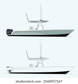 Vector illustration of a high-quality fishing boat, suitable for printing on various materials