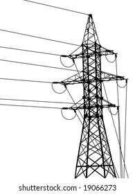 Vector illustration.  High-voltage tower silhouette.