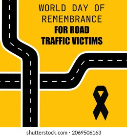 Vector Illustration, Highway And Black Ribbon, As A Banner Or Poster, World Remembrance Day For Road Traffic Victims (WDOR). Which Is Held On The Third Sunday Of November Every Year.