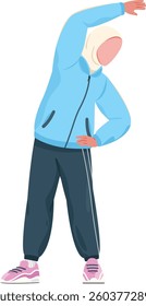 Vector illustration of a hijab stretching exercise for flexibility