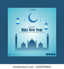 Vector illustration of Hijri New Year social media story feed set mockup template