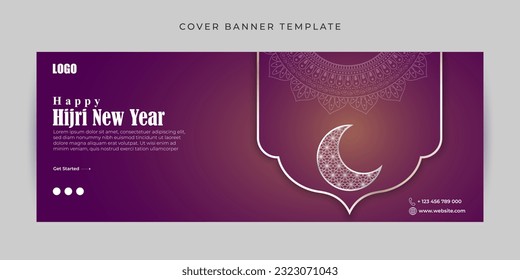 Vector illustration of Hijri New Year Fb cover banner mockup Template