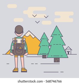 vector illustration of a hiker 