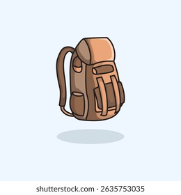 Vector illustration of a hiking backpack designed for outdoor adventure and travel Perfect for nature exploration themes camping gear visuals and projects related to mountain hiking and wilderness.