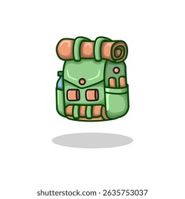 Vector illustration of a hiking backpack designed for outdoor adventure and travel Perfect for nature exploration themes camping gear visuals and projects related to mountain hiking and wilderness.