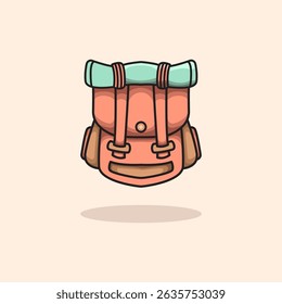 Vector illustration of a hiking backpack designed for outdoor adventure and travel Perfect for nature exploration themes camping gear visuals and projects related to mountain hiking and wilderness.