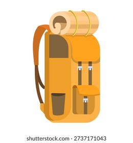 Vector illustration of a hiking backpack symbolizing outdoor travel and trekking equipment. Clean design for camping gear, adventure activities, and nature exploration.