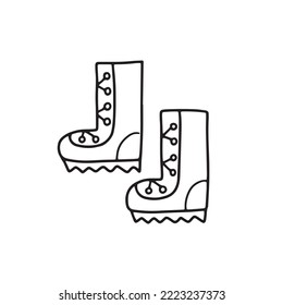 Vector illustration of hiking boots in doodle style for your design