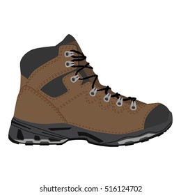 Vector illustration hiking boots icon. Mountain shoes